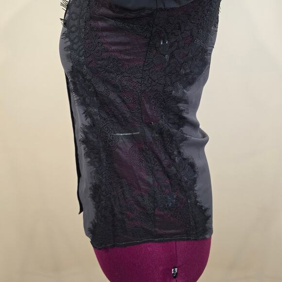 Women's Express Gray Button Down Blouse w/ Sheer Lace Sides | Size Small - Picture 6 of 10